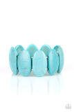 " Dramatically Nomadic " Oval Blue Crackle Stone Stretch Bracelet