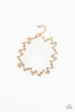 "Starlit Stunner" Copper Metal Clear/White Rhinestone Zig Zag Clasp Bracelet