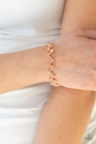 "Starlit Stunner" Copper Metal Clear/White Rhinestone Zig Zag Clasp Bracelet