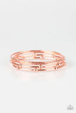 Paparazzi " Beauty Basic " Copper Metal Textured & Beaded Bangle Bracelet Set of 4