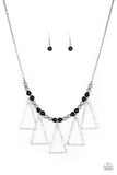 "Terra Nouveau" Silver Metal Black Bead Triangles Necklace Set