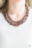 "Ice Bank" Black Metal Multi Layered Smoky Gray Necklace Set