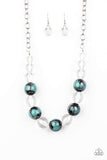 "Torrid Tide" Silver Metal Beads & Large Clear & Black/Blue Necklace Set