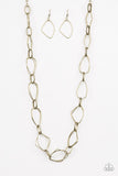 Paparazzi " Attitude Adjustment " Brass Metal Mismatched Shaped Chain Necklace Set