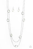 Paparazzi " Back For More " Silver Metal & Light Green Translucent Necklace Set