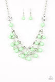 Paparazzi " Seaside Soiree " Silver Metal Mint Green Beaded Layered Necklace Set