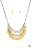 "Rural Revival" Silver Metal Yellow Crackle Stone & Silver Bead Necklace Set