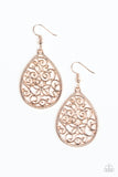 "I'm Doing Vine" Rose Gold Metal Vine & Floral Teardrop Dangle Earrings