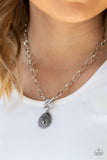 "Sheen Queen" Silver Metal Hematite Teardrop Toggle Necklace Set