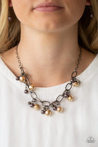 "Malibu Movement" Multi Gold & Gunmetal Faceted Bead Necklace Set