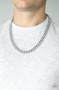 "Alpha" Men's Silver Metal Classic Heavy Curb Chain Link Necklace