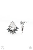 Paparazzi " Crystal Canopy " Silver Metal Clear Teardrop Rhinestone Ear Jacket Earrings