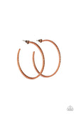 Paparazzi " Texture Tempo " Copper Metal Folded Tribal Inspired Hoop Earrings