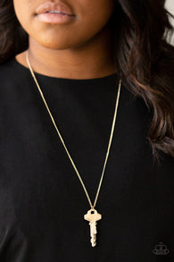 "The Keynoter" Gold Metal Mismatched Double Key Necklace Set