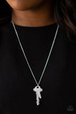 "The Keynoter" Silver Metal Mismatched Double Key Necklace Set