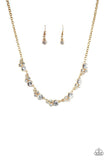 "Social Luster" Gold Metal White/Clear Rhinestone Cluster Necklace Set