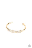 Paparazzi " Day to Day Dazzle " Gold Metal Clear/White Rhinestone Bling Cuff Bracelet