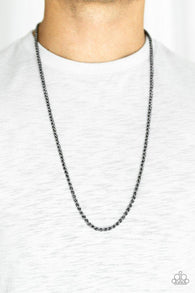 Paparazzi " Jump Street " Black Metal Classic Long Wheat Chain Link Unisex Necklace