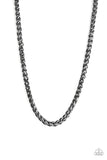 Paparazzi " Big Talker " Men's Black Metal Classic Wheat Link Chain Necklace