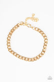 Paparazzi " Halftime " Men's Gold Metal Beveled Cable Link Clasp Bracelet