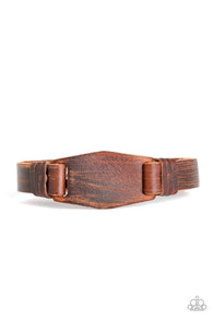 "Plainly Pioneer" Men's Brown LEATHER ID Style Snap Bracelet