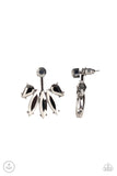 "Stunningly Striking" Black Marquise Cut Hematite Rhinestone Ear Jacket Earrings