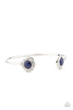 "Instant Illumination" Silver Metal & Blue Cat's Eye Stone Dainty Cuff Bracelet