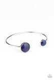 Paparazzi " Brilliantly Basic" Silver Metal & Blue Cat's Eye Stone Dainty Cuff Bracelet