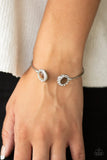 "Instant Illumination" Silver Metal & Brown Cat's Eye Stone Dainty Cuff Bracelet