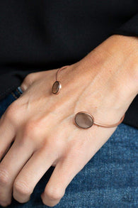 Paparazzi " Brilliantly Basic" Copper Metal & Brown Cat's Eye Stone Dainty Cuff Bracelet