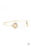 "Instant Illumination" Gold Metal & Golden Cat's Eye Stone Dainty Cuff Bracelet