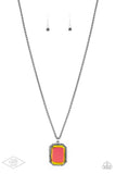 "Let Your Heir Down" Gunmetal Multi Oil Spill Emerald Cut Gem Necklace Set