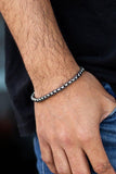 "Metro Marathon" Men's Gunmetal Round Box Chain Link Clasp Bracelet