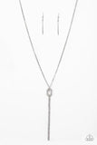 "Knockout Knot" Silver Metal & Rhinestone Strands KNOTTED Tassel Necklace Set