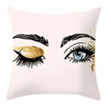 3D Printed Hello Gorgeous Eyelash Polyester (Soft) Throw Pillow Covers 18X18 (*No Inserts)