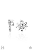 Paparazzi " Fearless Finesse " Silver Metal & Clear/White Rhinestone Cluster Clip-On Earrings