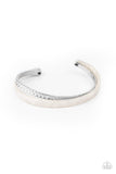 " Haute on the Trail " Silver Metal & White Marble Acrylic Cuff Bracelet