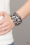 "Hey Gurrl" Black & White LEATHER Cheetah Animal Print Snap Band Bracelet