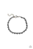 Paparazzi " Last Lap " Men's Silver Metal Double Rope Link Clasp Bracelet