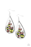 "Tempest Twinkle" Silver Metal & Multi Color Rhinestone Teardrop Earrings