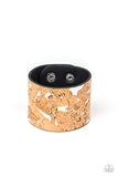 Paparazzi " Cork Congo " Cork & Leather With White Accents Snap Bracelet