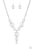 "Legendary Luster" Silver Metal White/Clear Rhinestone "Y" Necklace Set