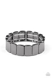 "Retro Effect" Black Metal High Polished Tile Like Stretch Bracelet