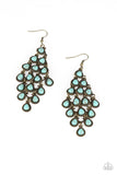 "Rural Rainstorms" Brass Blue Crackle Turquoise Netted Dangle Earrings