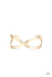 "Infinitely iridescent" Gold Metal Crisscross Textured Cuff Bracelet