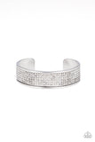 "Can't Believe Your Ice" Silver Metal & White/Clear Rhinestone Cuff Bracelet