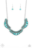 "Naturally Native" Silver Metal Blue Crackle Turquoise Bib Necklace Set