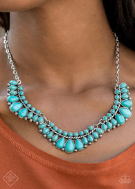 "Naturally Native" Silver Metal Blue Crackle Turquoise Bib Necklace Set