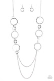 "Basic Babe" Silver Metal Multi Circle & Chain Necklace Set