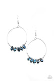 "Holographic Hoops" Blue Crystal Beaded Iridescent Shimmer Hoop Earrings